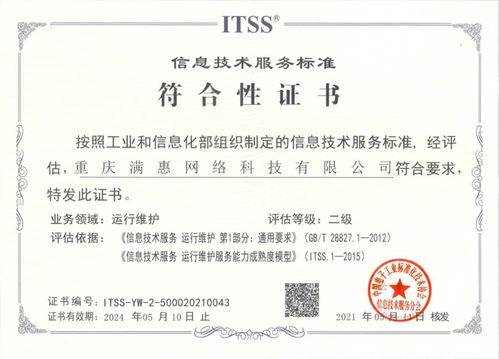 滿惠科技順利通過ITSS信息技術(shù)運(yùn)行維護(hù)服務(wù)能力二級認(rèn)證